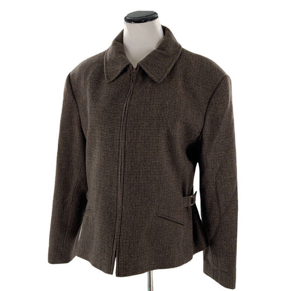Braebrook Vintage 100% Wool Fully Lined Crop Plaid Jacket Blazer Women's Size 14 - Picture 1 of 8